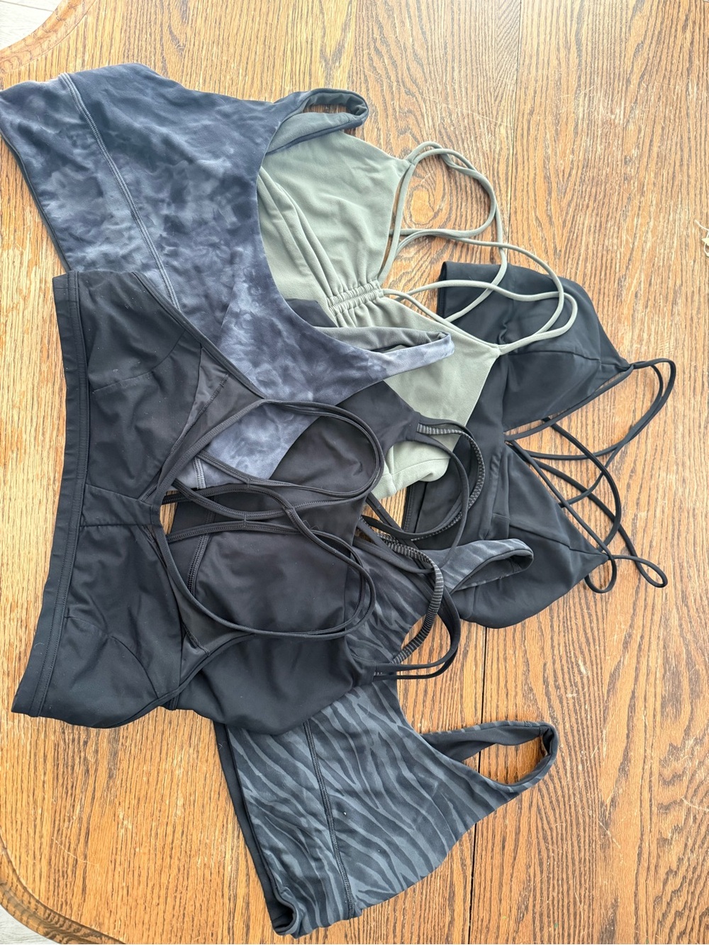 Lululemon Mixed Strappy Sports Bras in Black, Olive & Gray